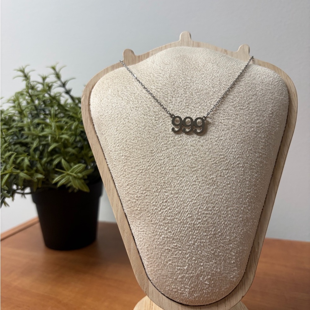 999 Angel number stainless necklace